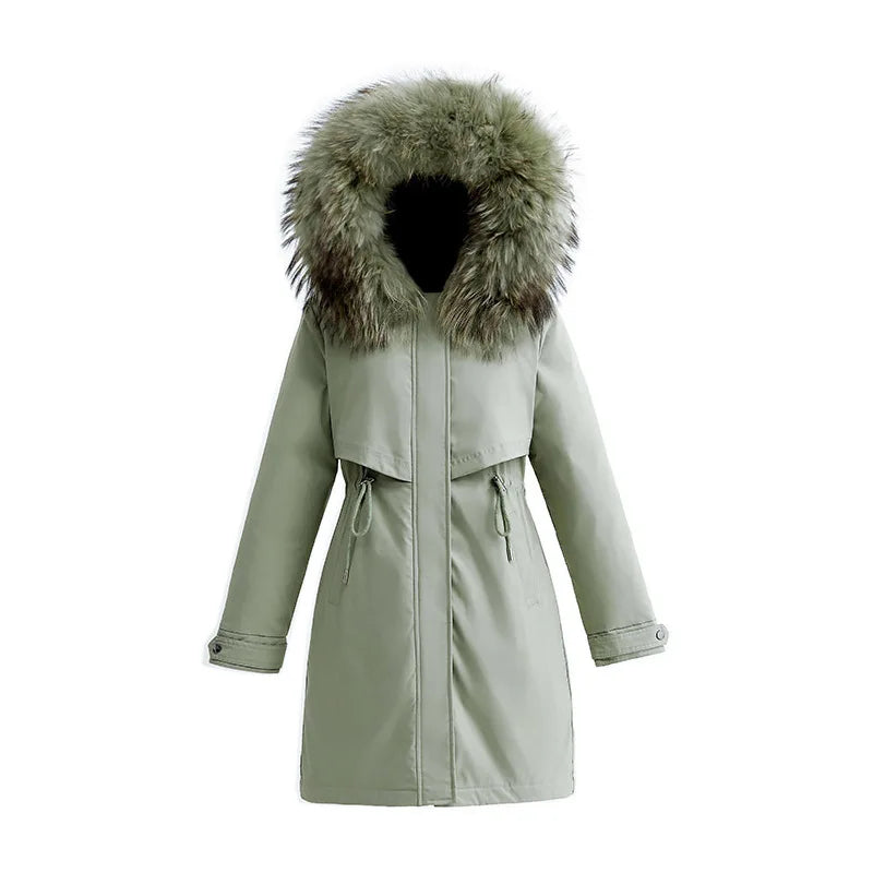Winter Jacket 2026 New Women Parka Clothes Long Coat Wool Liner Hooded Jacket Fur Collar Thick Warm Snow Wear Padded Parka
