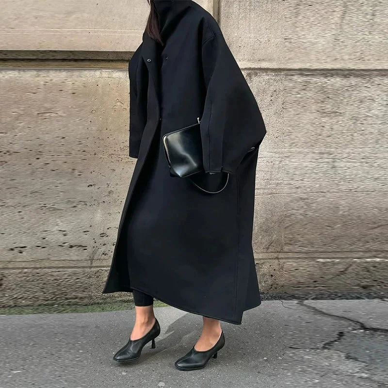 Women's Winter Coat 2026 New Autumn Korean Stand Collar Batwing Sleeve Loose Oversized Long Coats Casual Street Chic Outwear