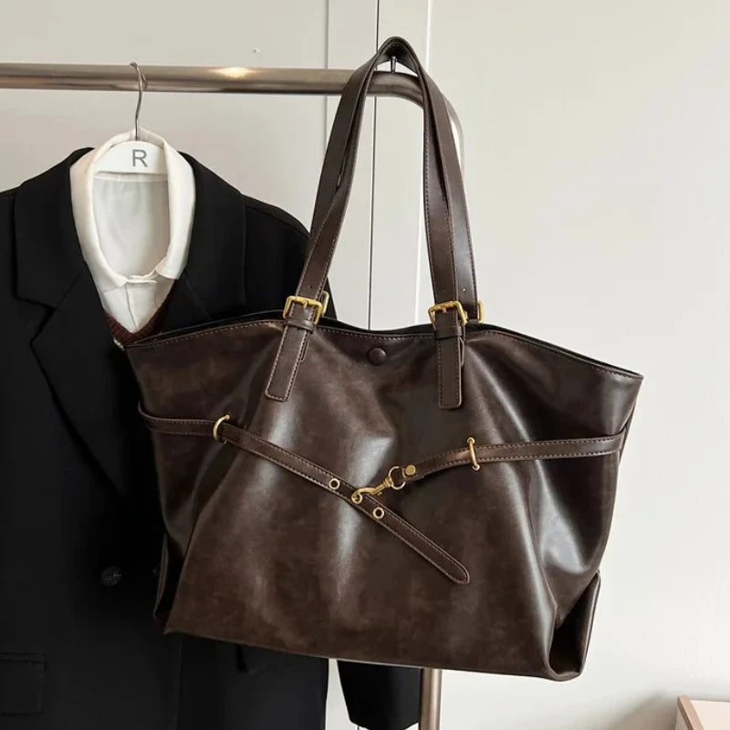 Retro Big PU Leather Shoulder Bag for Women 2026 Winter Trend New Y2K Fashion Handbags Females Travel Luxury Tote Bag  bolsas