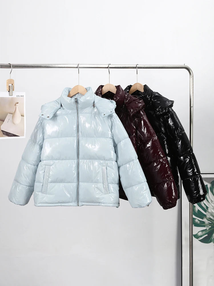 2026 Winter Women's Jackets With Hood Casual Stand Collar Zipper Long Sleeve Warm Female Coat Lady Street Chic Down Jacket New