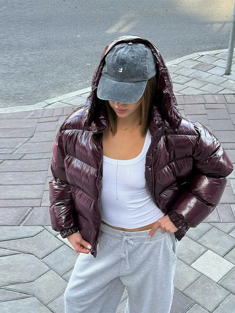 2026 Winter Women's Jackets With Hood Casual Stand Collar Zipper Long Sleeve Warm Female Coat Lady Street Chic Down Jacket New