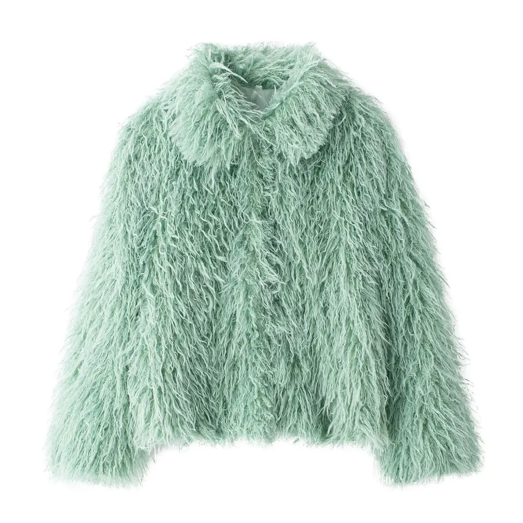 HH Winter Female Trendy Elegant Fur Coats Casual Solid Long Sleeves Turn Down Collar 3 Colors Autumn Warm Chic Jackets