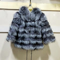 Women's winter warm real fox fur coat, wearing a hat, real fur coat, natural new fox jacket
