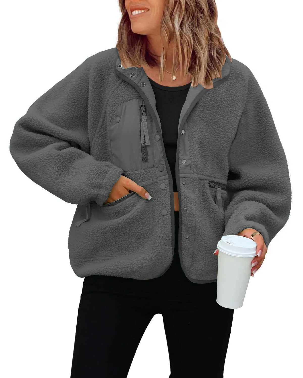 Winter Jacken Autumn Winter Women's Versatile Jacket Sports Casual Sweatshirt Buttons Chamarras Invierno Mujeres Oberbekleidung