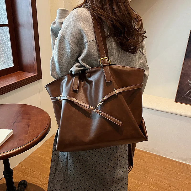 Retro Big PU Leather Shoulder Bag for Women 2026 Winter Trend New Y2K Fashion Handbags Females Travel Luxury Tote Bag  bolsas