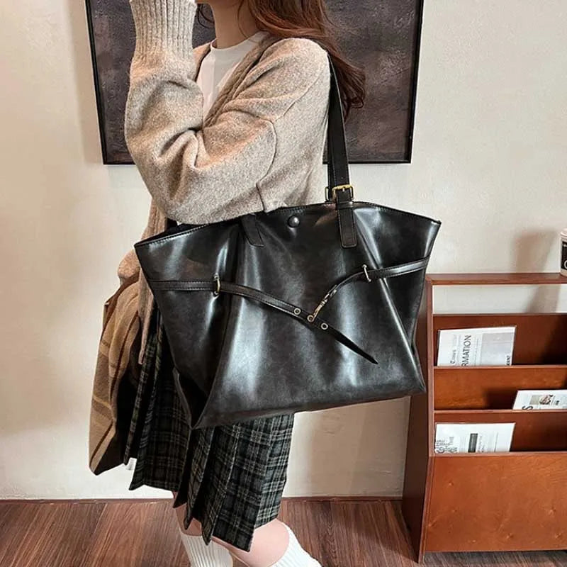 Retro Big PU Leather Shoulder Bag for Women 2026 Winter Trend New Y2K Fashion Handbags Females Travel Luxury Tote Bag  bolsas