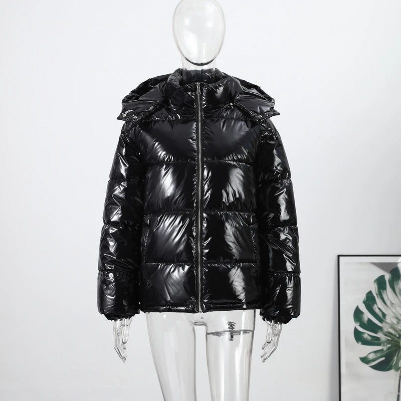 2026 Winter Women's Jackets With Hood Casual Stand Collar Zipper Long Sleeve Warm Female Coat Lady Street Chic Down Jacket New