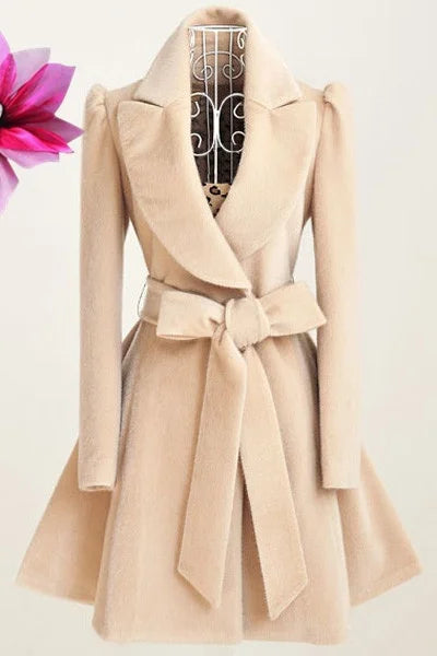 Women's Winter Long Jacket Coat Warm Woolen Outerwear Elegant Lady's Coat for Autumn Season Fashionable Ladies' Outerwear