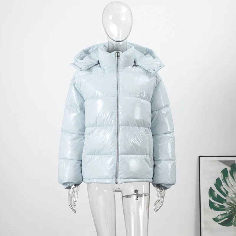 2026 Winter Women's Jackets With Hood Casual Stand Collar Zipper Long Sleeve Warm Female Coat Lady Street Chic Down Jacket New