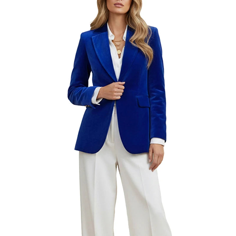 Modigirl Women's Fall Winter Velvet Blazer Jackets 2025 New Fashion Solid Color Loose Buttoned Coat Trendy Coat for Urban Ladies