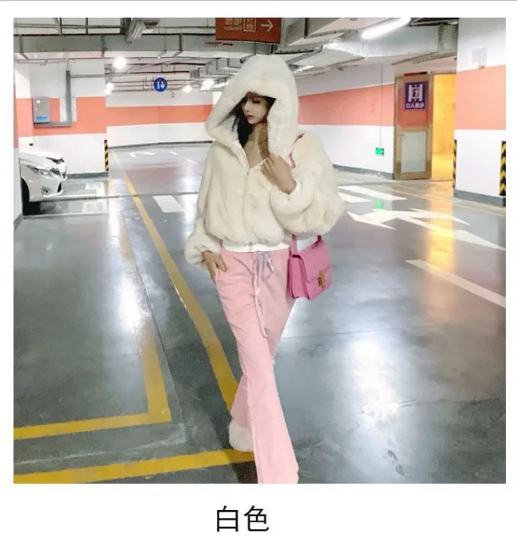 Vintage Winter Faux Fur Jacket Women Short Coat 2020 Warmness Fashion Gothic Casual Black Jackets Hooded Outwear Oversize Coats