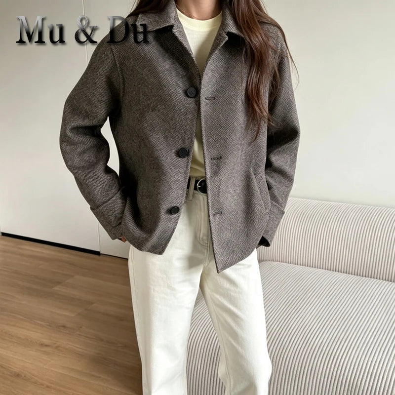Women Woolen Jacket 2026 Winter Short Coat Female Outerwear Fashion Lady Loose Elegant Casual Streetwear