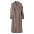HH Winter Woman Fashion Stand Collar Single Row Of Side Buttons Tighten The Waist Shoulder Pads Commuting Casual Long Overcoat