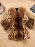 Herfst Winter Jas Vrouwen Imitatie Bont Jas Nieuwe Mode Luipaard Print Imitatie Wasbeer Bontkraag Jas Vrouwen Overjas