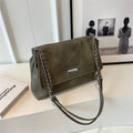 LEFTSIDE Retro Chain Leather Shoulder Bags for Women Simple Tote Bag 2025 Winter Crossbody Bag Lady Travel Vintage Handbags